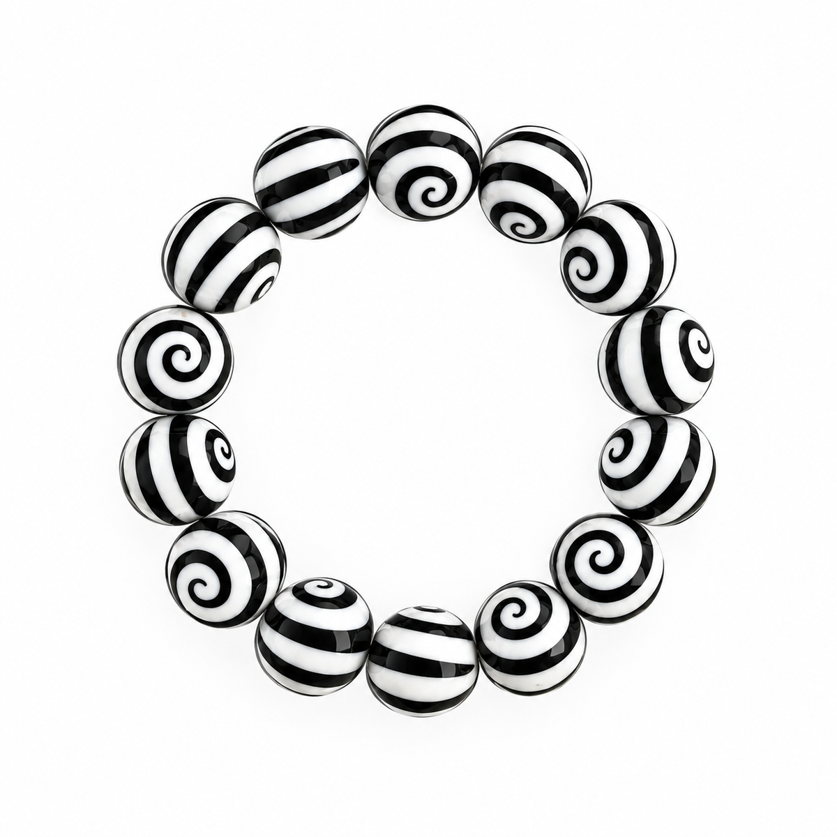 Black & White Swirl Graphic Stretch Bracelet