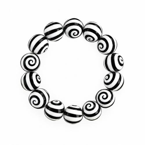 Black & White Swirl Graphic Stretch Bracelet