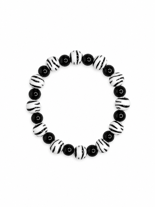 Black & White Zebra Swirl Stretch Bracelet