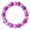 Bright Pink & Purple Marbled Stretch Bracelet