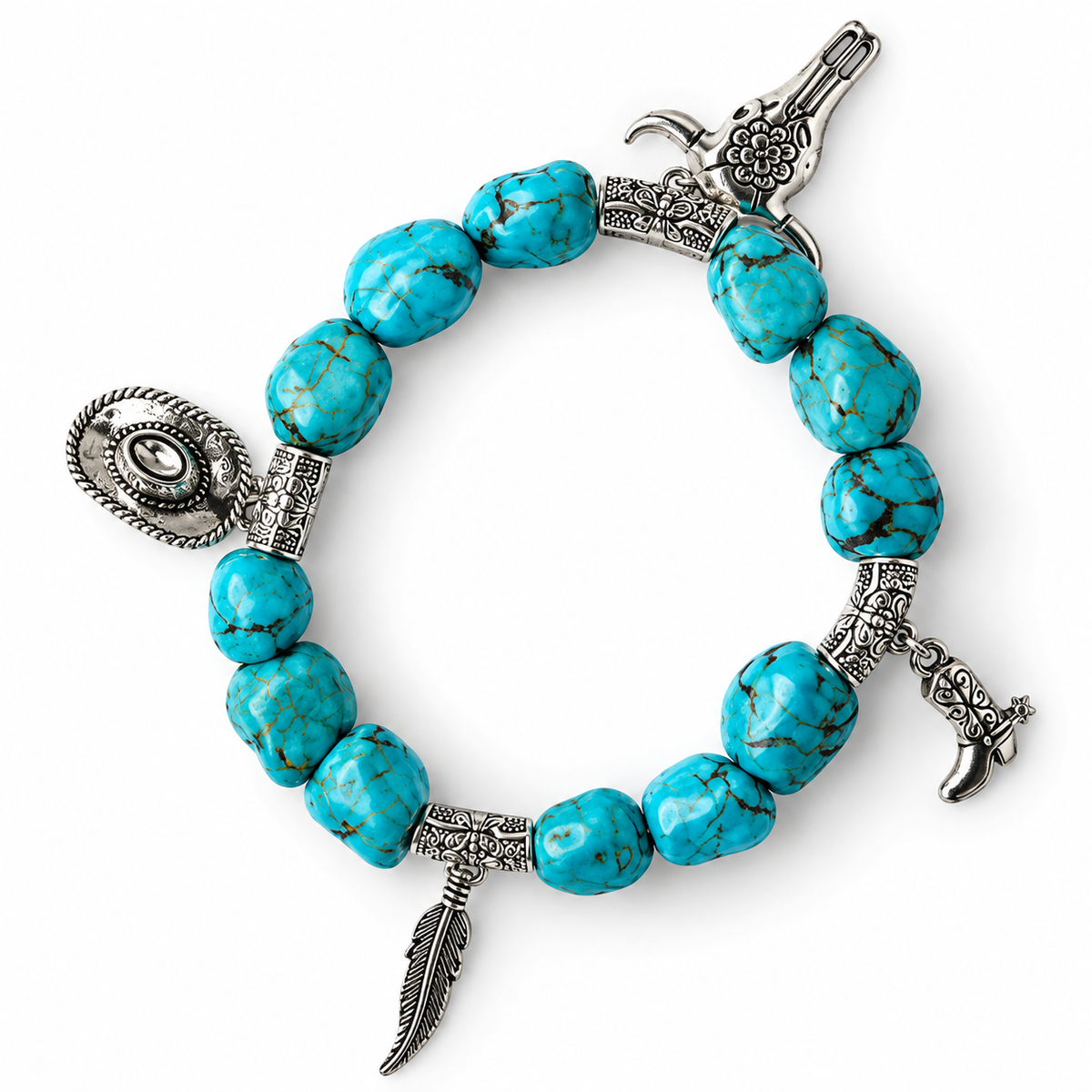 Turquoise Western Charm Stretch Bracelet