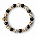 Black & Cream Leopard Charm Stretch Bracelet