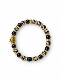 Black & Cream Leopard Beaded Stretch Bracelet