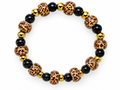 Black, Gold & Orange Leopard Stretch Bracelet