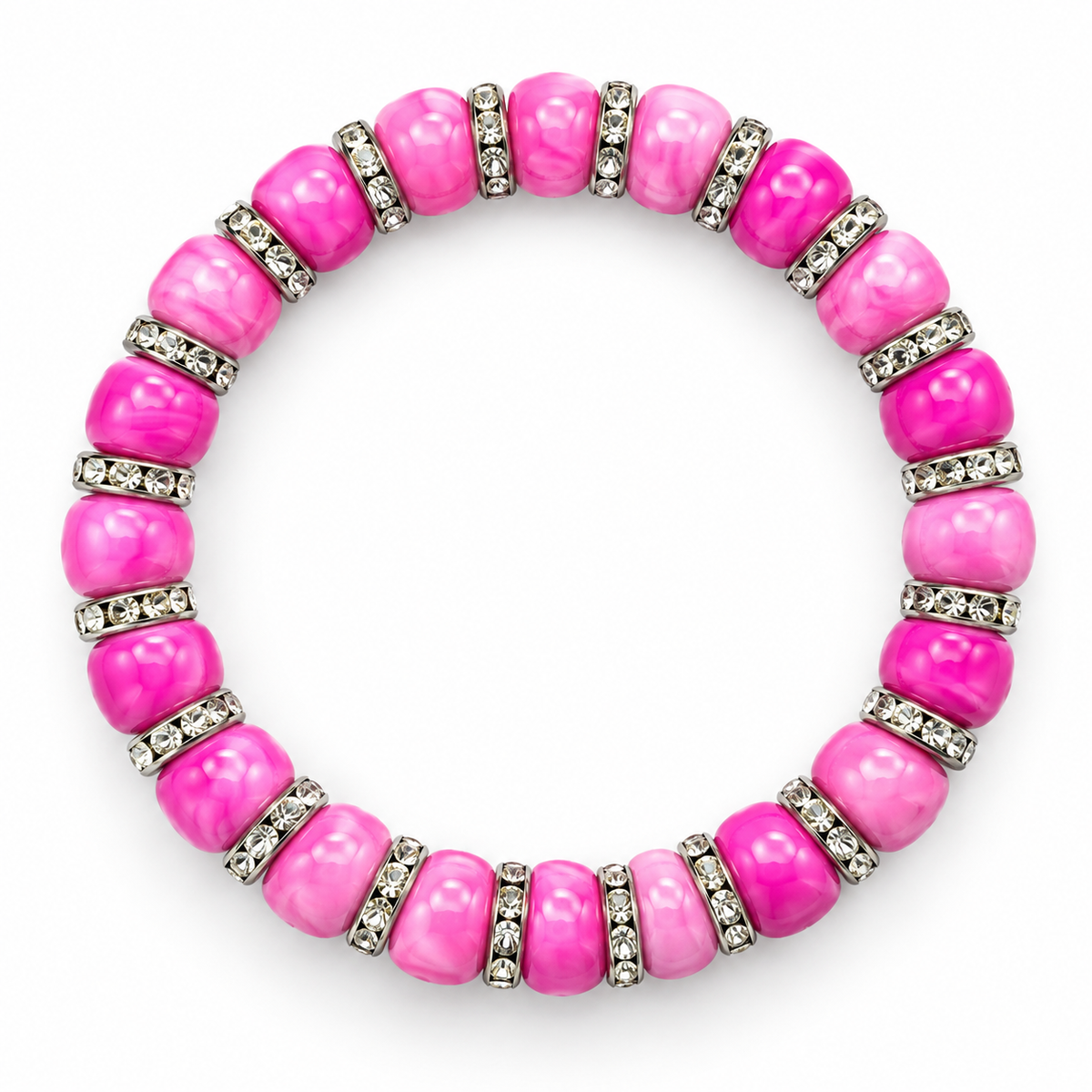 Bright Pink Crystal Sparkle Stretch Bracelet