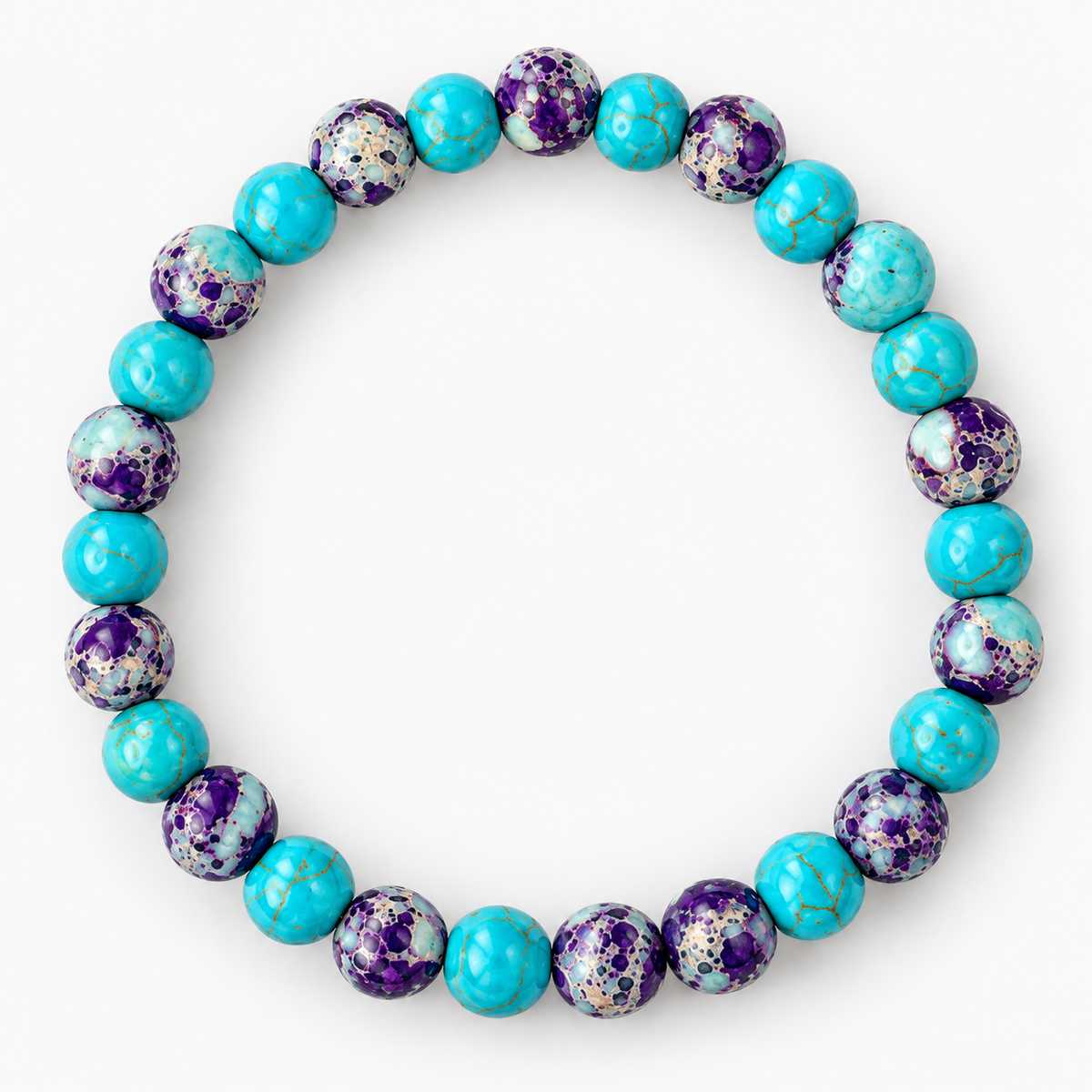 Turquoise & Purple Speckled Stretch Bracelet