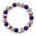 Purple Floral Sparkle Stretch Bracelet
